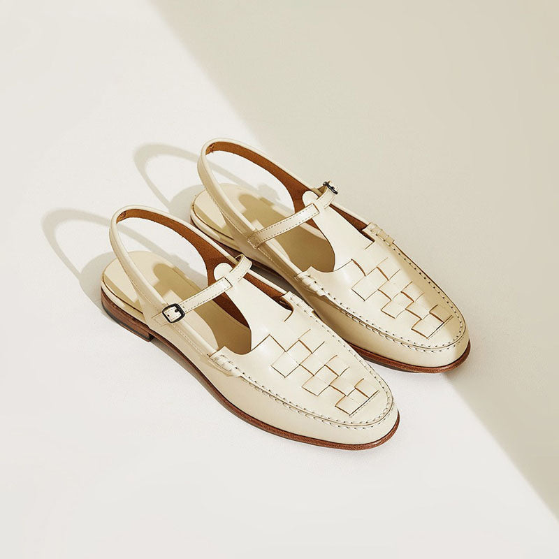 Giulia Bellini Woven Strap Slingback Sandals
