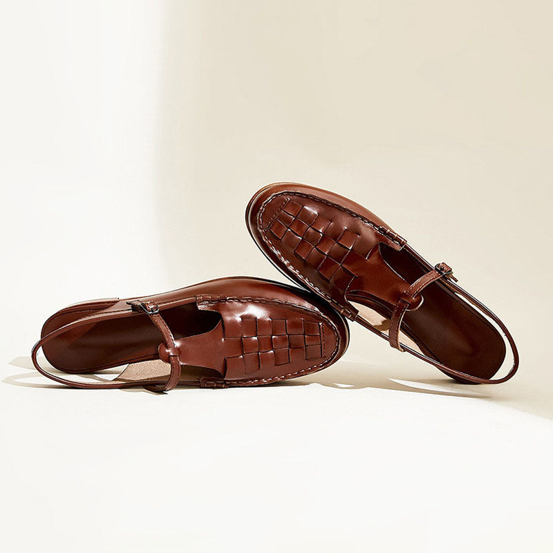 Giulia Bellini Woven Strap Slingback Sandals