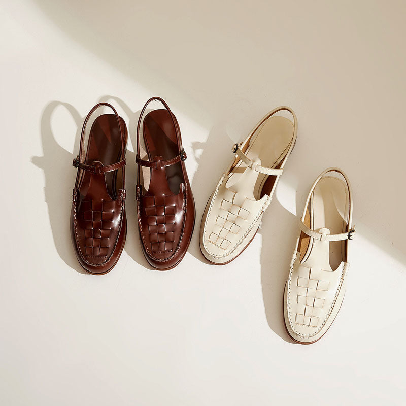 Giulia Bellini Woven Strap Slingback Sandals