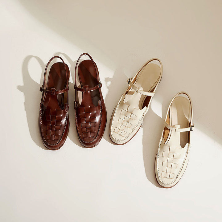 Giulia Bellini Woven Strap Slingback Sandals