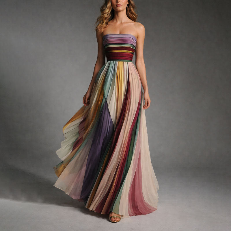 Giulia Bellini Strapless Pleated Maxi Dress