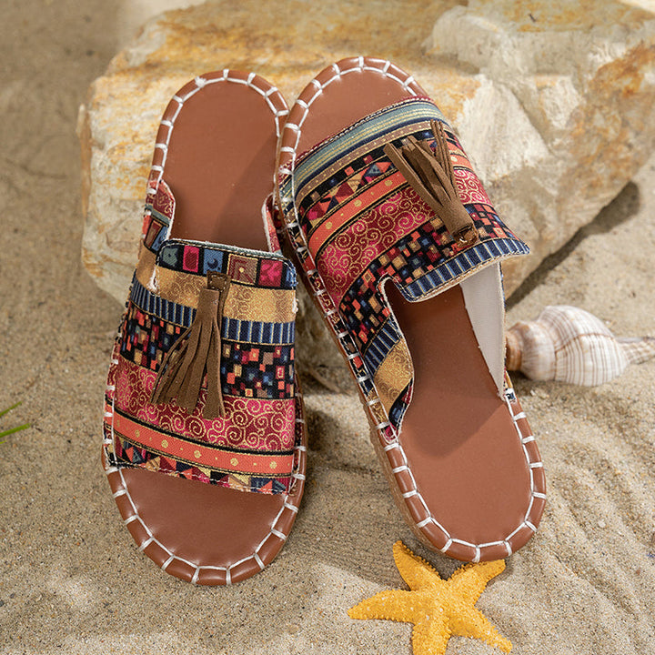 Isabella Conti Boho Slide Sandals with Tassels