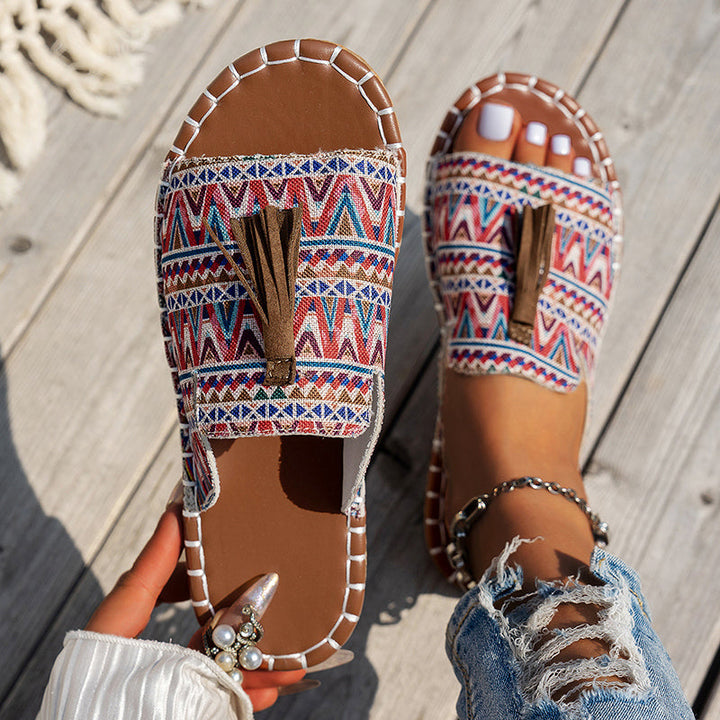 Isabella Conti Boho Slide Sandals with Tassels