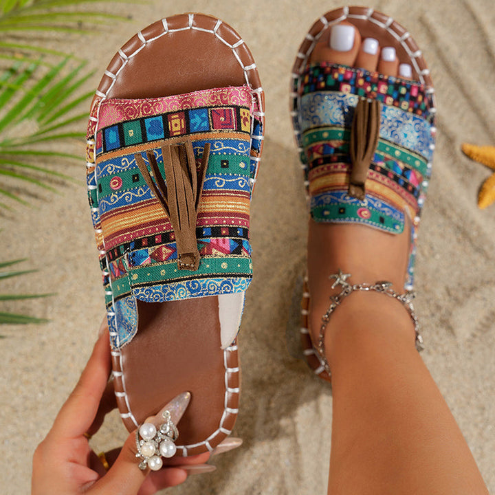 Isabella Conti Boho Slide Sandals with Tassels