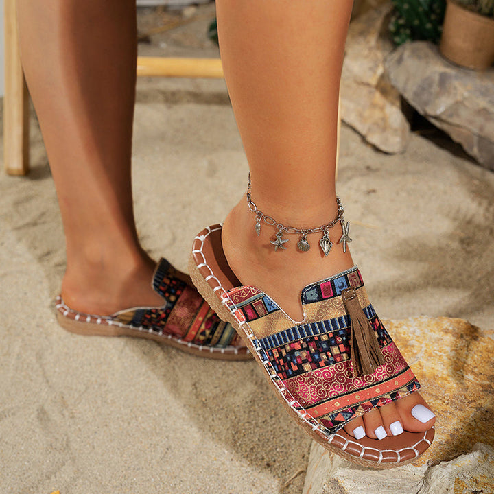 Isabella Conti Boho Slide Sandals with Tassels