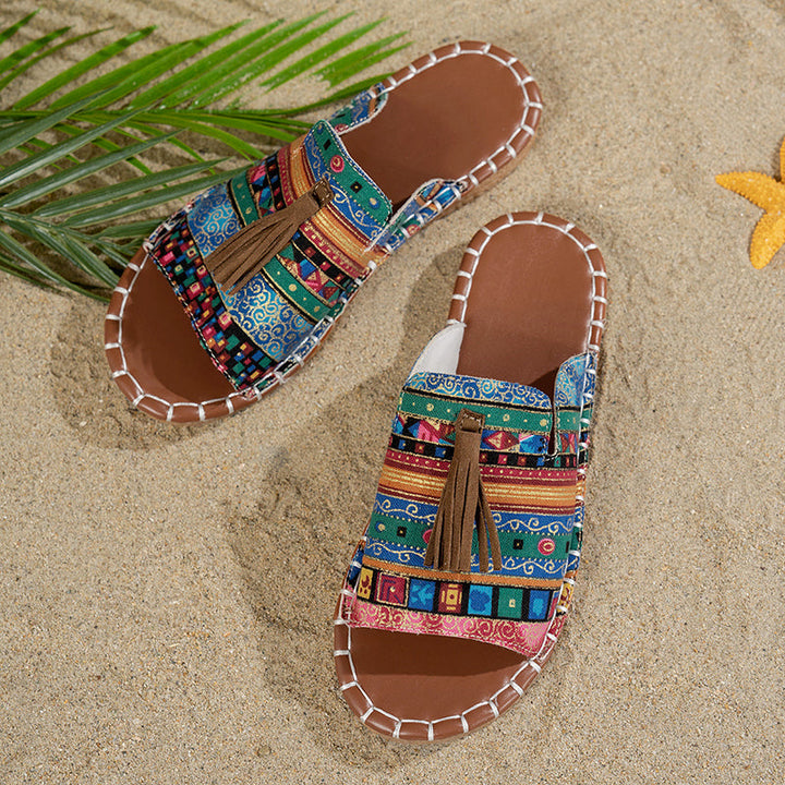 Isabella Conti Boho Slide Sandals with Tassels