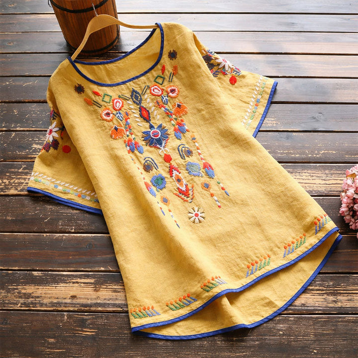 Isabella Conti Embroidered Short Sleeve Blouse