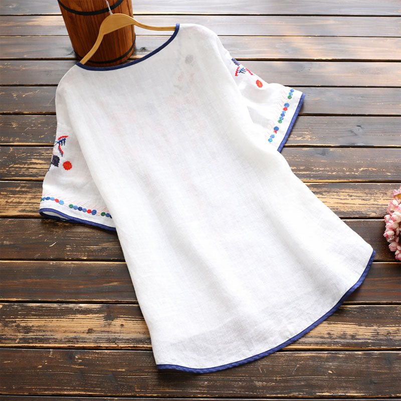 Isabella Conti Embroidered Short Sleeve Blouse
