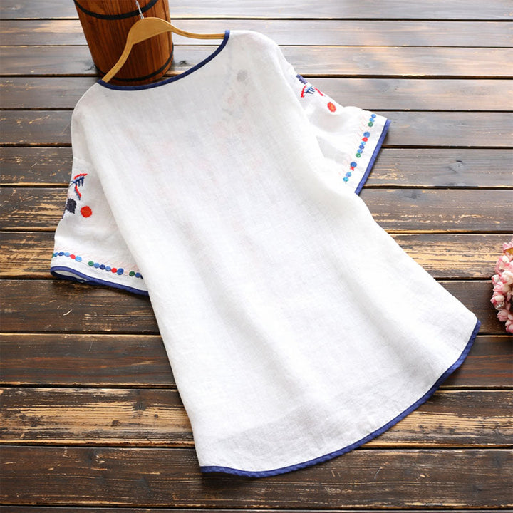 Isabella Conti Embroidered Short Sleeve Blouse