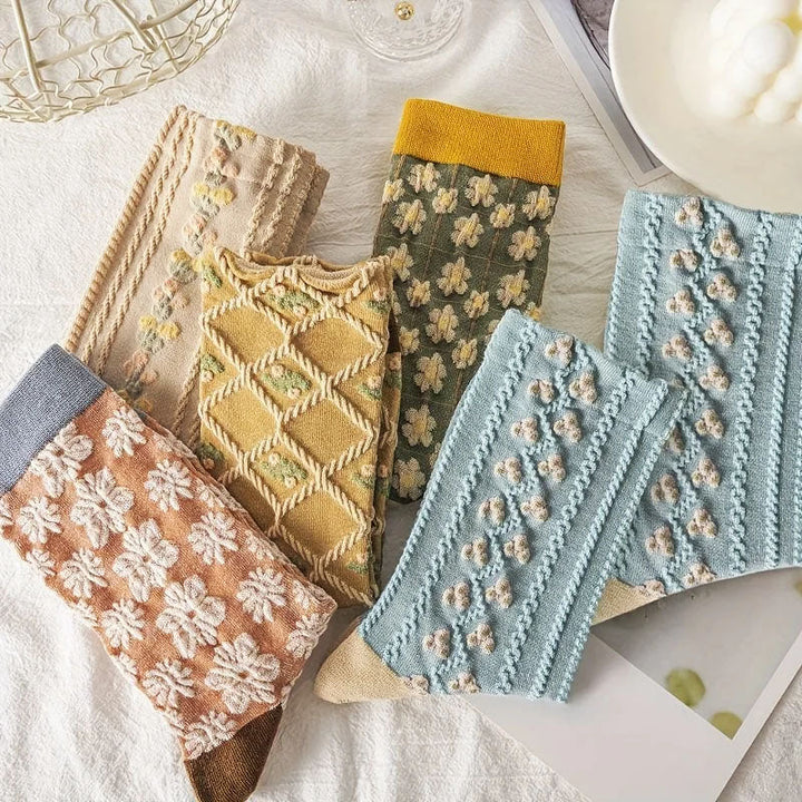 Isabella Conti Floral Pattern Crew Socks Set