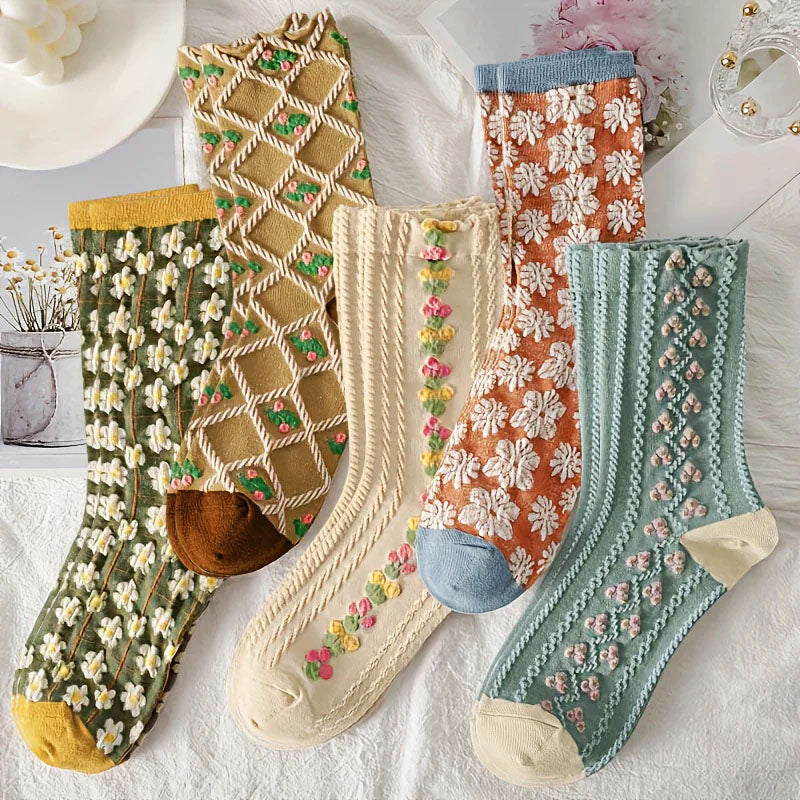 Isabella Conti Floral Pattern Crew Socks Set