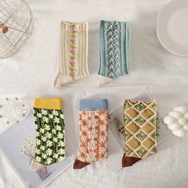 Isabella Conti Floral Pattern Crew Socks Set