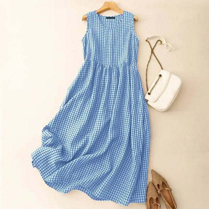 Isabella Conti Gingham Midi Dress with High Waist