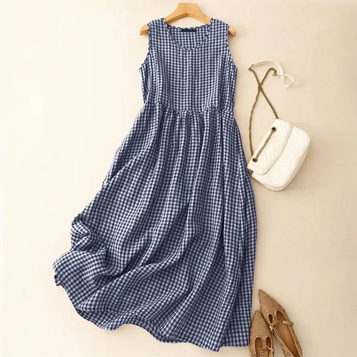Isabella Conti Gingham Midi Dress with High Waist