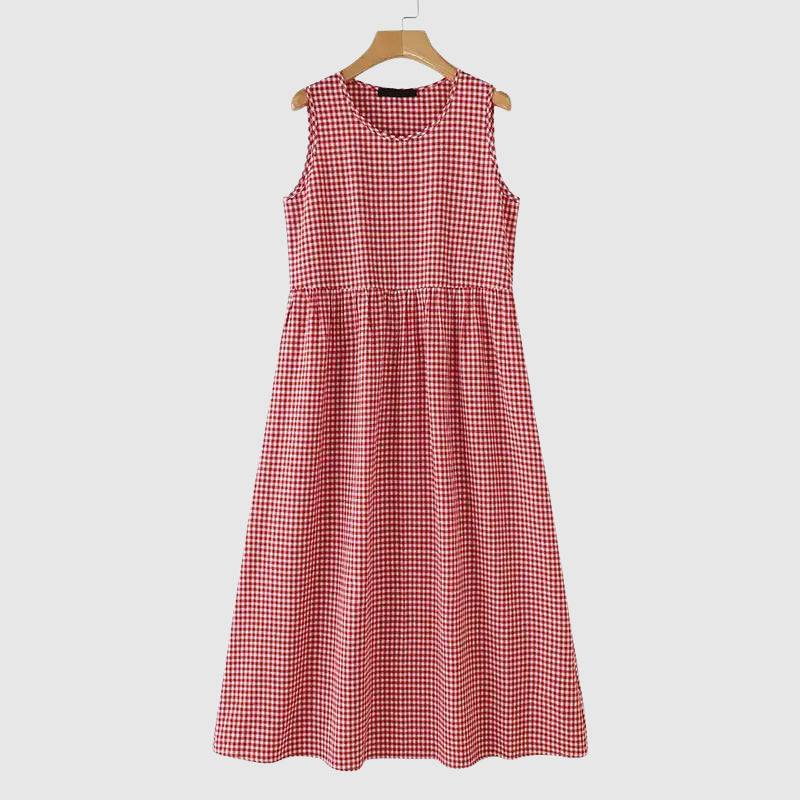 Isabella Conti Gingham Midi Dress with High Waist