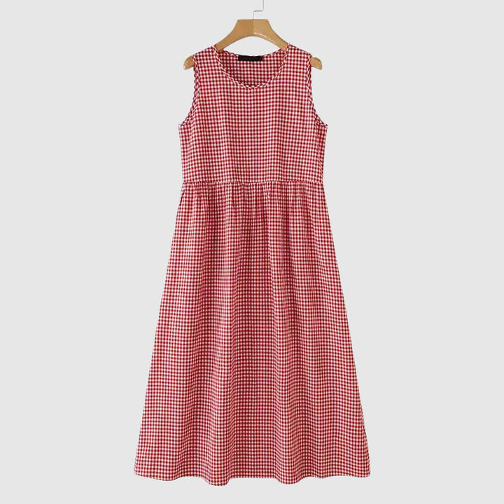 Isabella Conti Gingham Midi Dress with High Waist