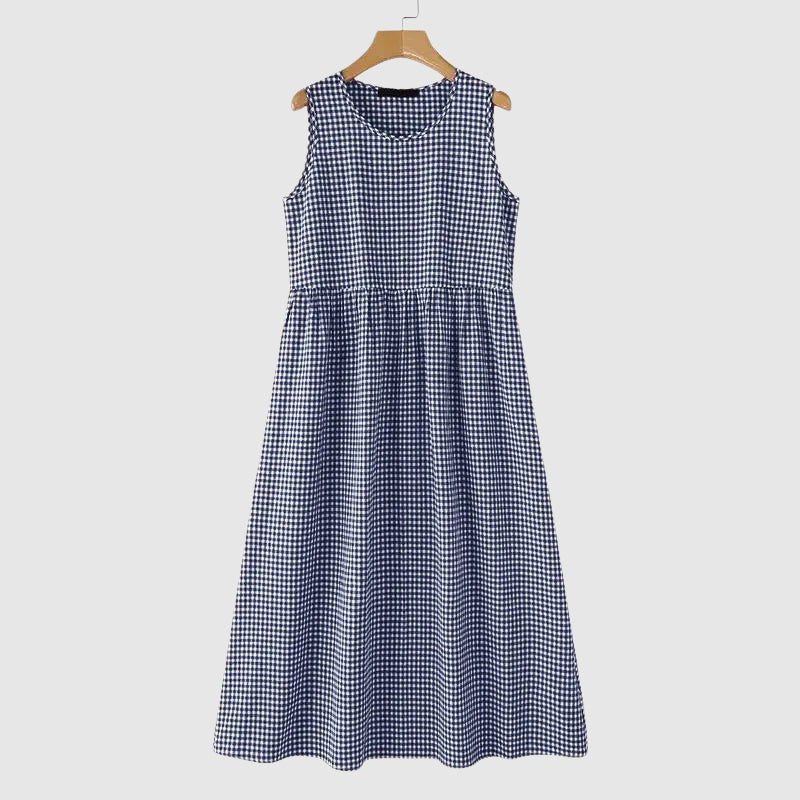 Isabella Conti Gingham Midi Dress with High Waist