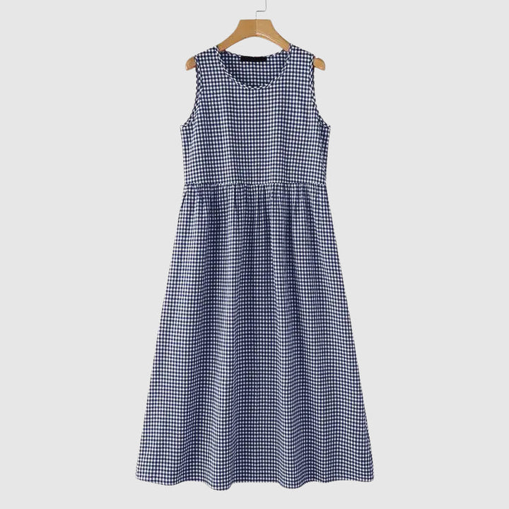 Isabella Conti Gingham Midi Dress with High Waist