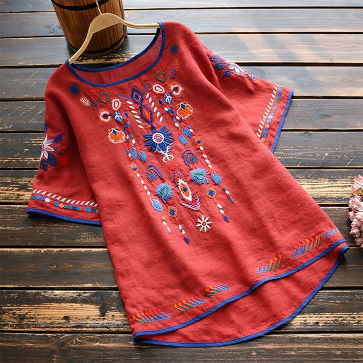 Isabella Conti Embroidered Short Sleeve Blouse