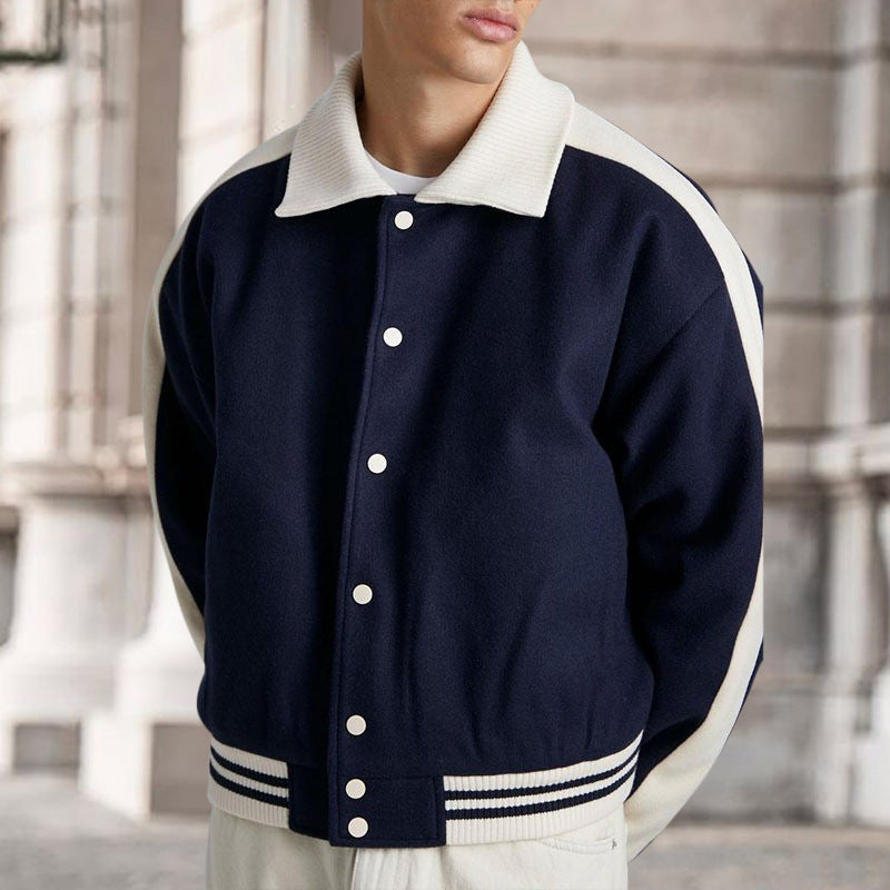 Peter - Men's Snap Button Varsity Jacket 1