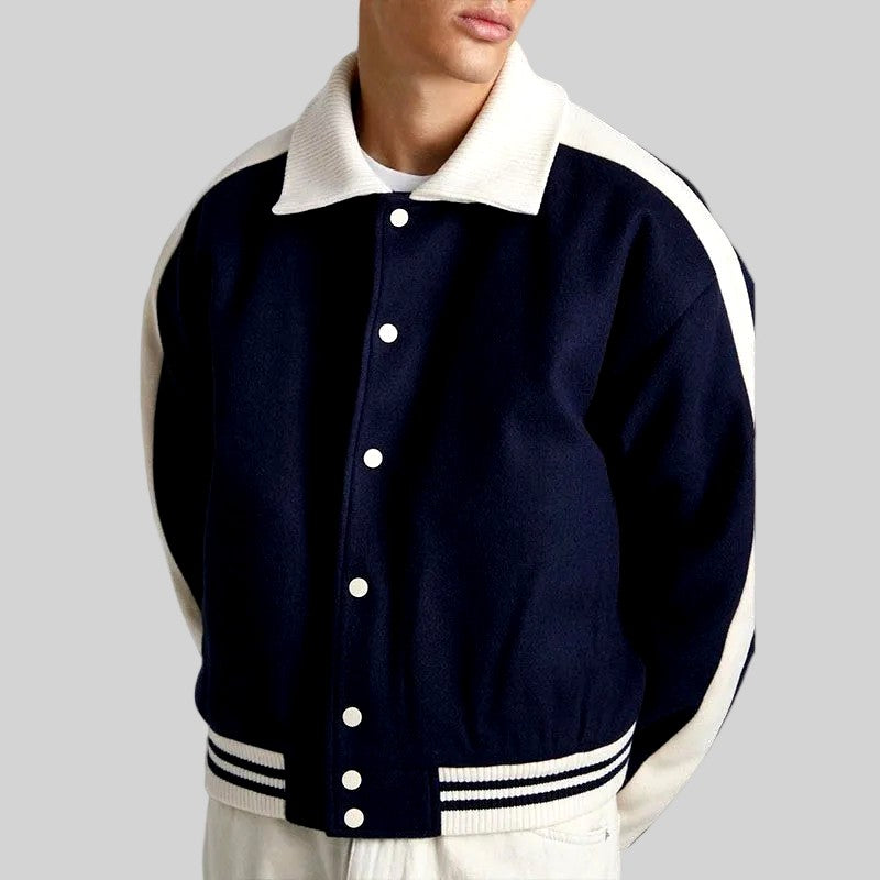 Peter - Men's Snap Button Varsity Jacket 4