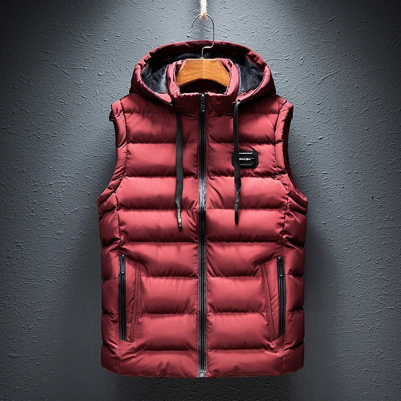 Victor - Men's Hooded Puffer Vest with Zippered Pockets