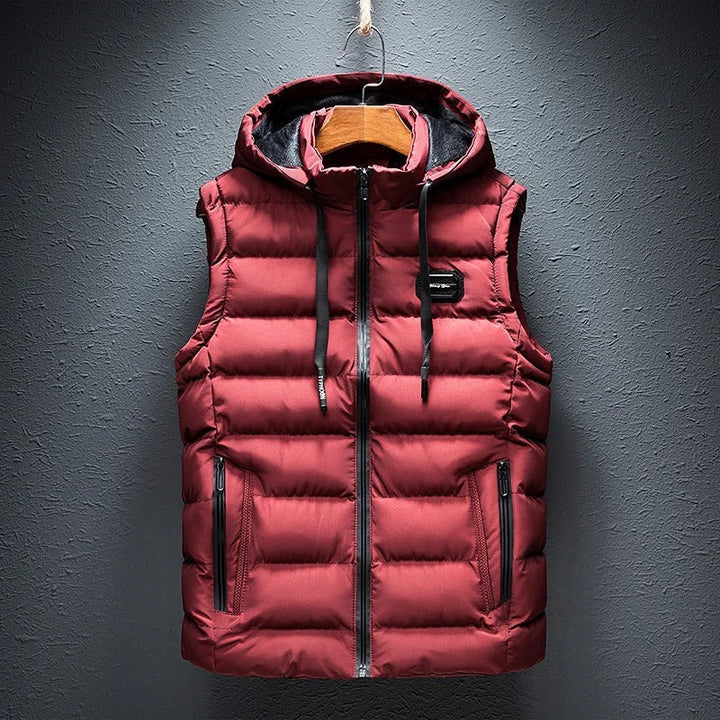 Victor - Men's Hooded Puffer Vest with Zippered Pockets