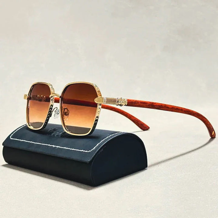 Vintage Wood-Temple Sunglasses