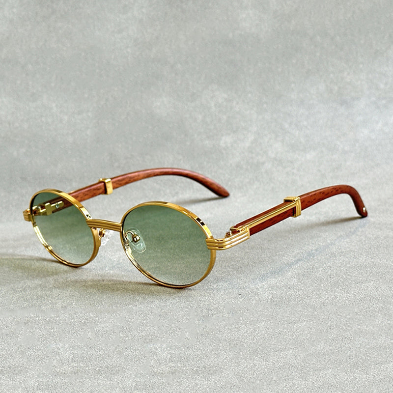Wooden Frame Sunglasses with Gradient Lenses
