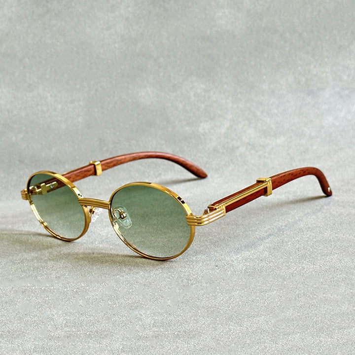 Wooden Frame Sunglasses with Gradient Lenses