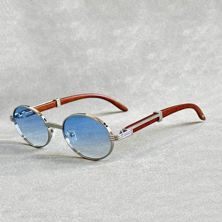 Wooden Frame Sunglasses with Gradient Lenses