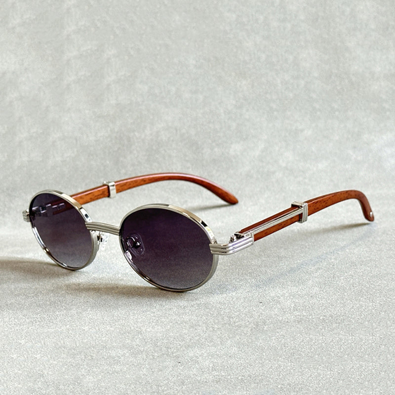 Wooden Frame Sunglasses with Gradient Lenses