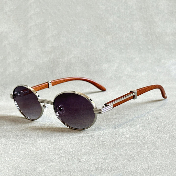 Wooden Frame Sunglasses with Gradient Lenses