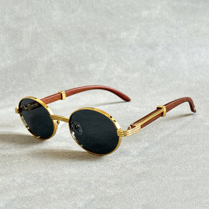 Wooden Frame Sunglasses with Gradient Lenses