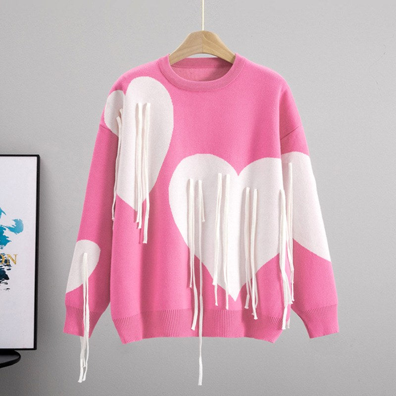 Adaline - Women’s Heart Graphic Knit Sweater 2