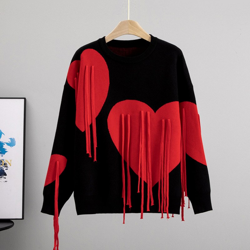 Adaline - Women’s Heart Graphic Knit Sweater 3