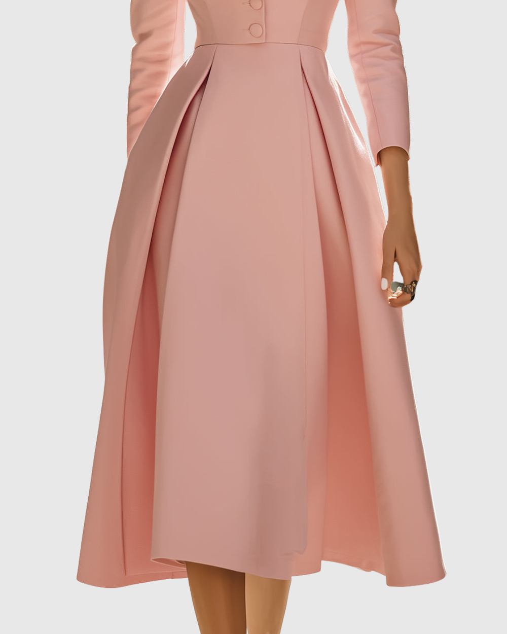 Adeline - Women's Notch Lapel Blazer-Style Pleated A-Line Midi Dress