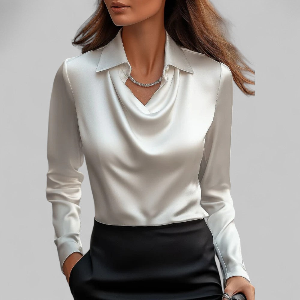 Akisha - Women's Cowl-Neck Satin Blouse