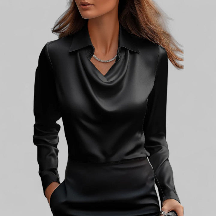 Akisha - Women's Cowl-Neck Satin Blouse