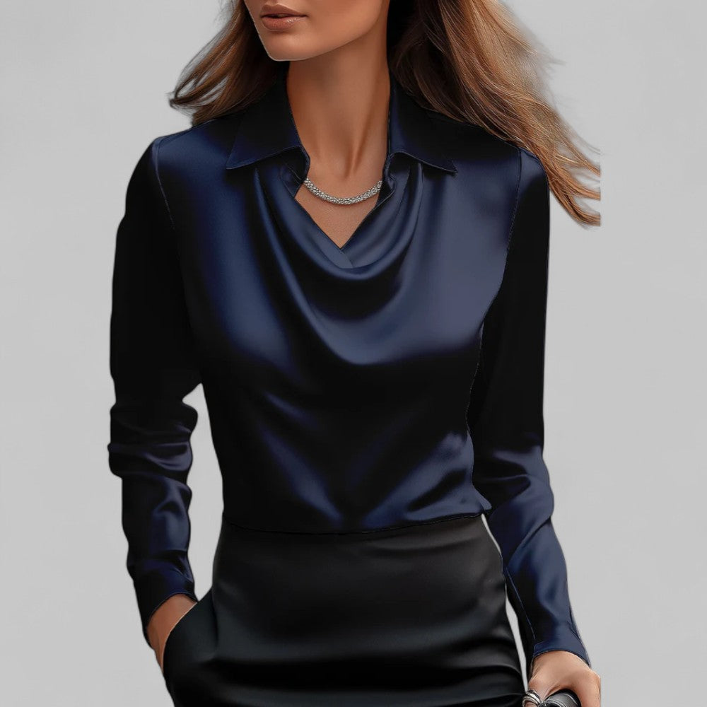 Akisha - Women's Cowl-Neck Satin Blouse