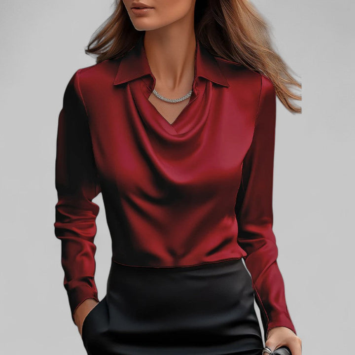 Akisha - Women's Cowl-Neck Satin Blouse