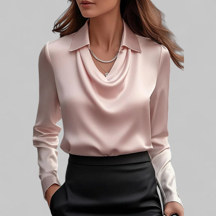 Akisha - Women's Cowl-Neck Satin Blouse