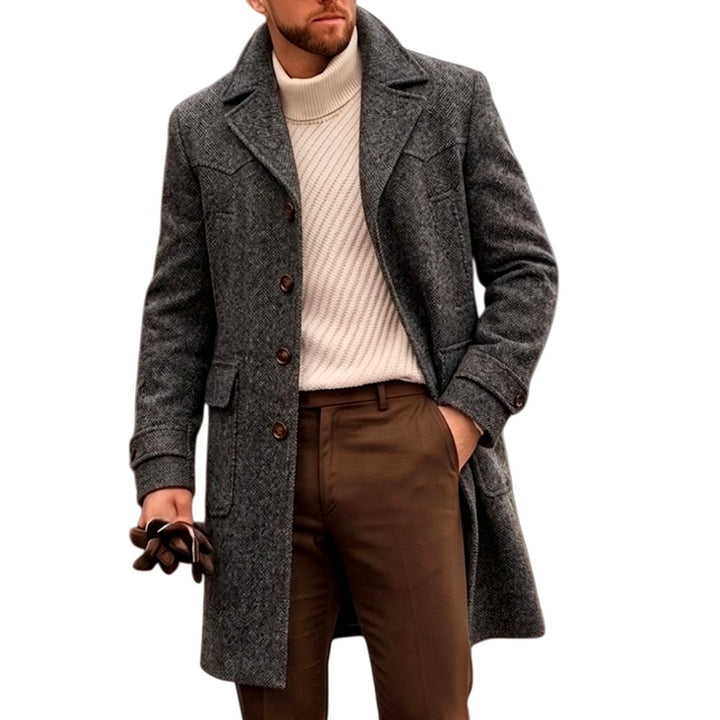 Alaric  - Men's Longline Button Front Wool Coat 2