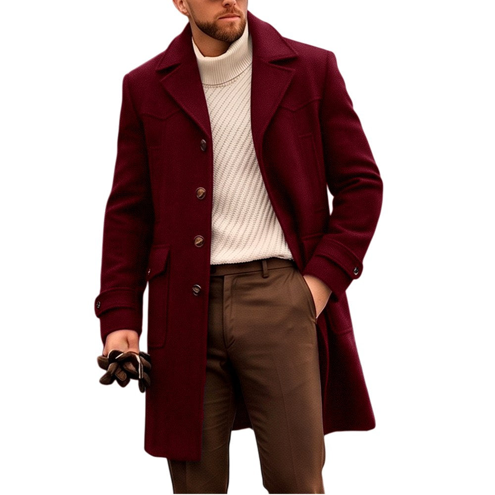 Alaric  - Men's Longline Button Front Wool Coat 3