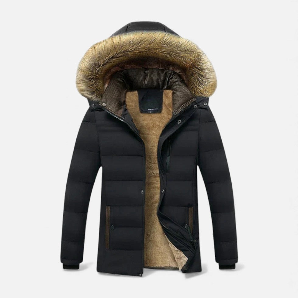 Alex - Men's Quilted Parka with Faux-Fur Lined Hood
