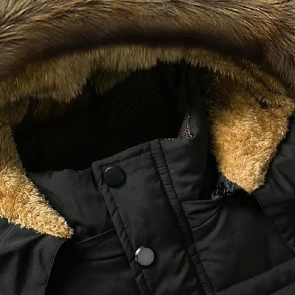 Alex - Men's Quilted Parka with Faux-Fur Lined Hood