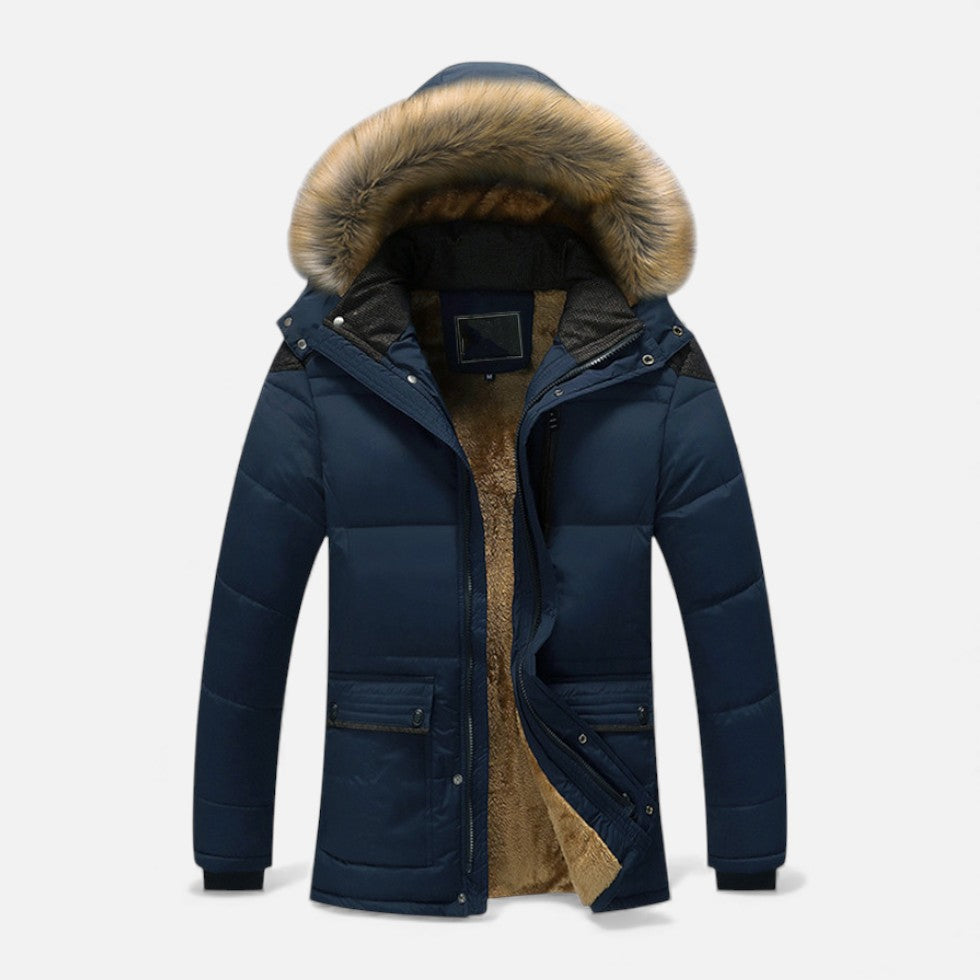 Alex - Men's Quilted Parka with Faux-Fur Lined Hood