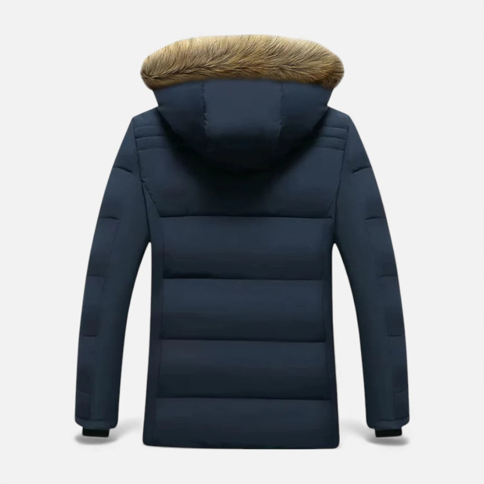 Alex - Men's Quilted Parka with Faux-Fur Lined Hood