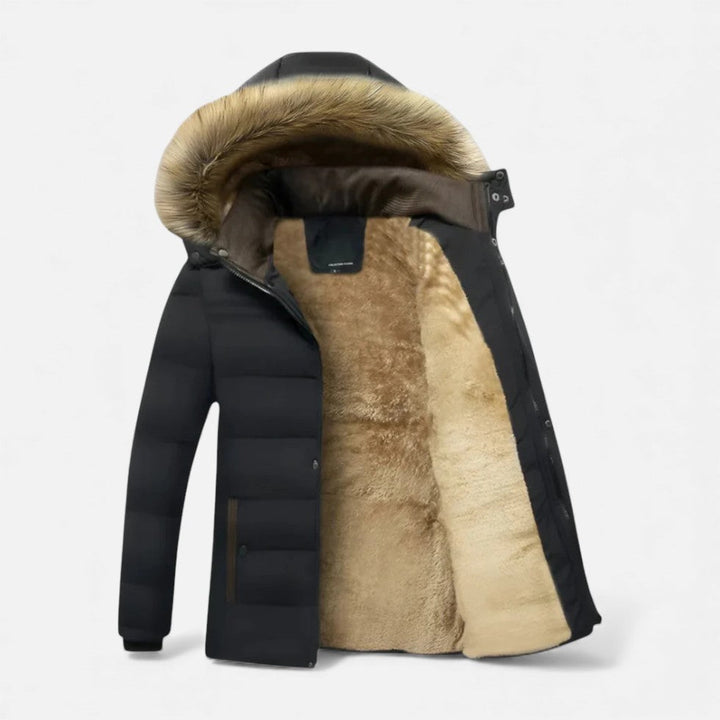 Alex - Men's Quilted Parka with Faux-Fur Lined Hood