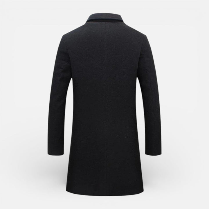 Alvin - Men's Button-Front Wool-Blend Coat with Stand Collar